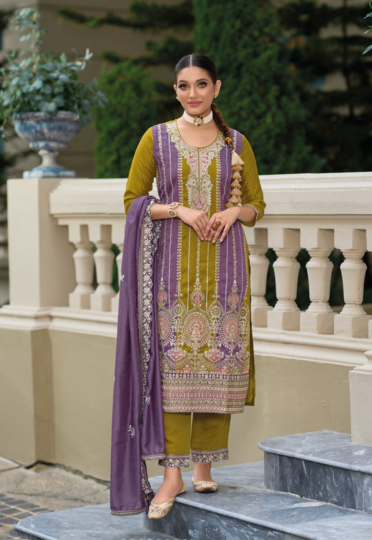 Elegant Yellow Silk Salwar Suit: Perfect for Weddings & Parties with Exquisite Embroidery